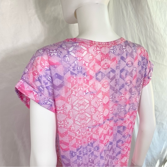 Decree Pink & Purple Southwest Design Rolled Cuff V-Neck Tee - Picture 7 of 7